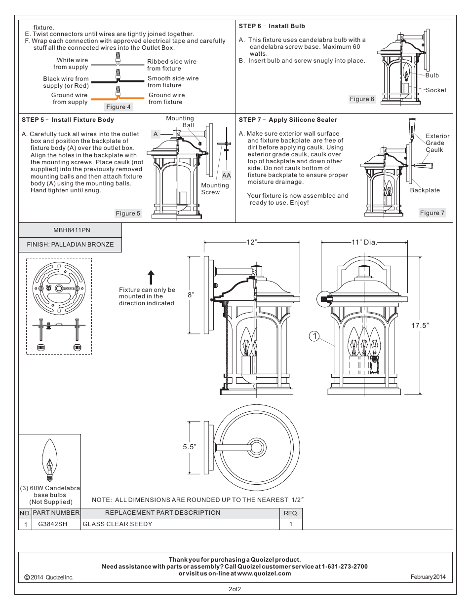 Quoizel MBH8411PN Marblehead User Manual | Page 2 / 2