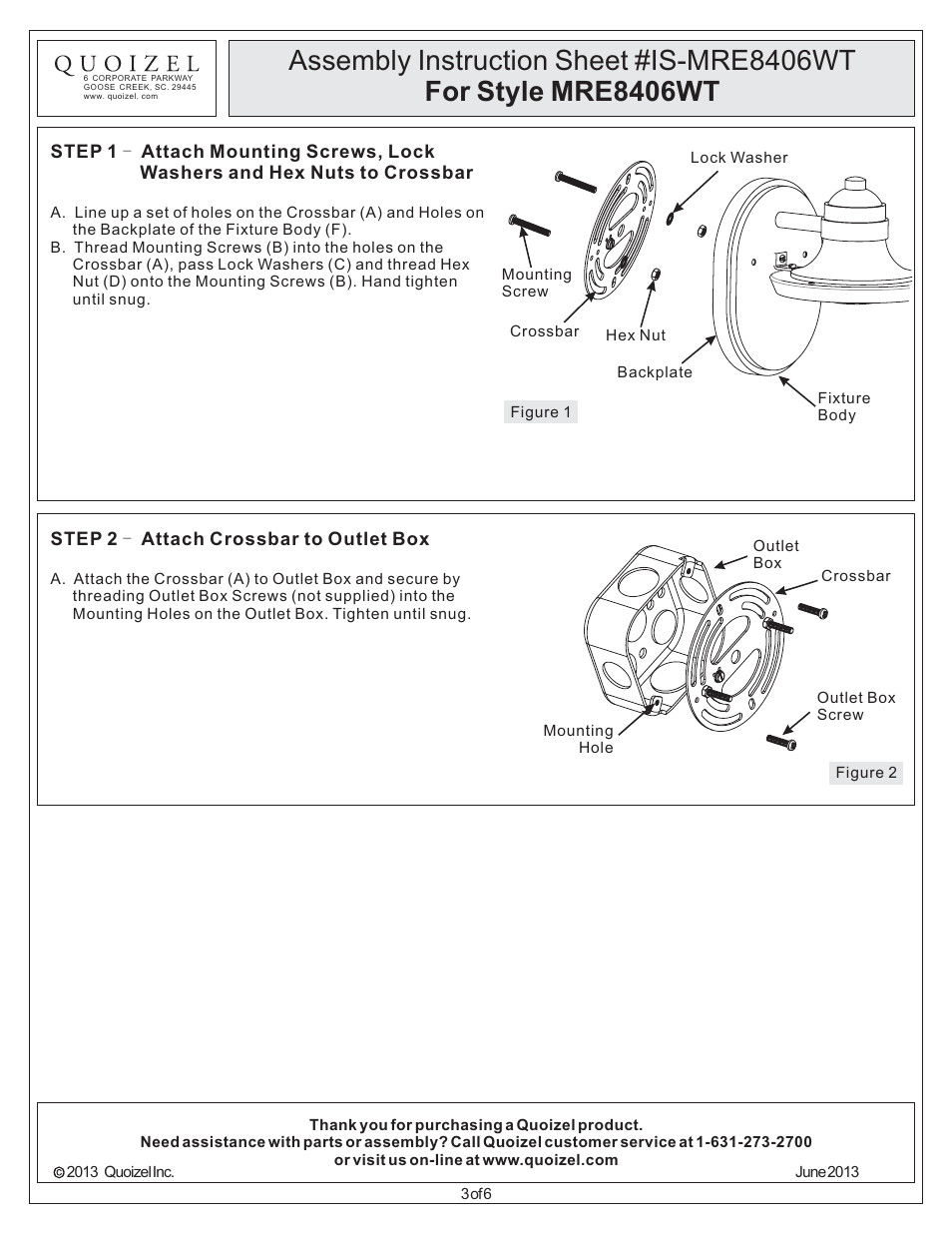 Quoizel MRE8406WT Marine User Manual | Page 3 / 6