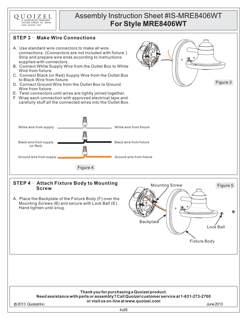 Quoizel MRE8406WT Marine User Manual | Page 4 / 6