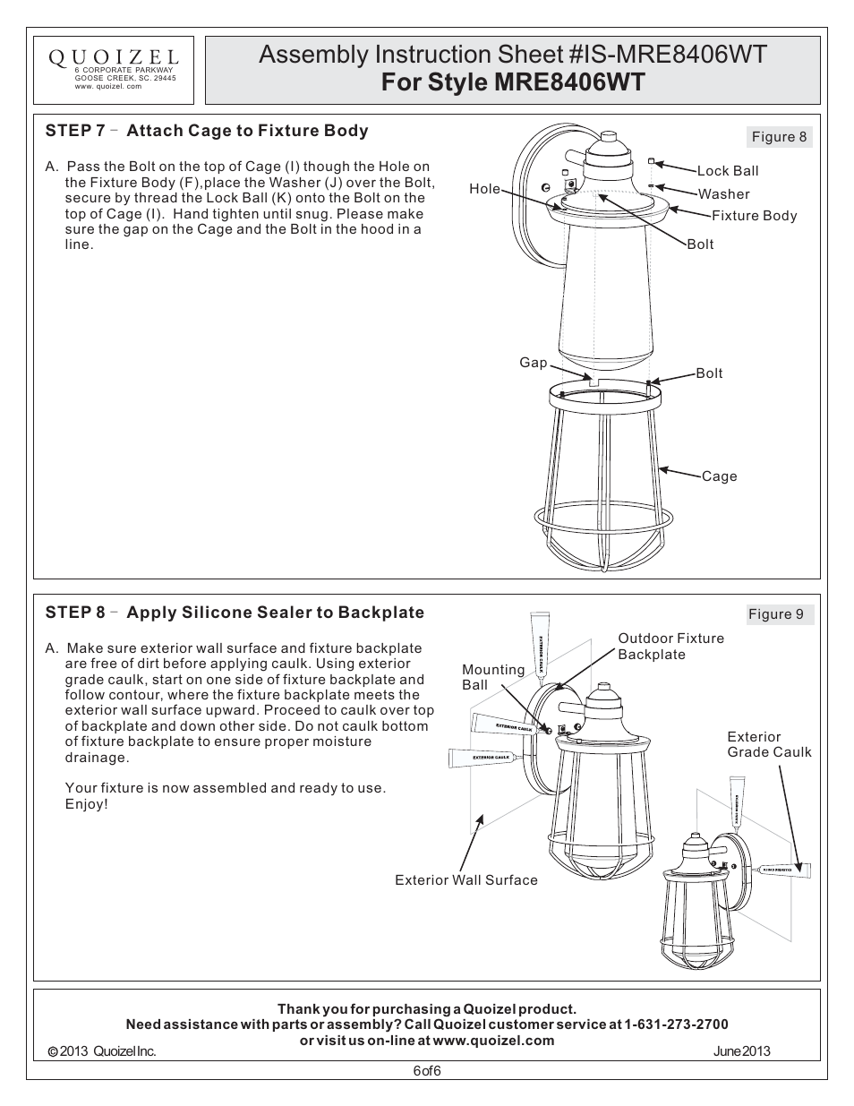 Quoizel MRE8406WT Marine User Manual | Page 6 / 6