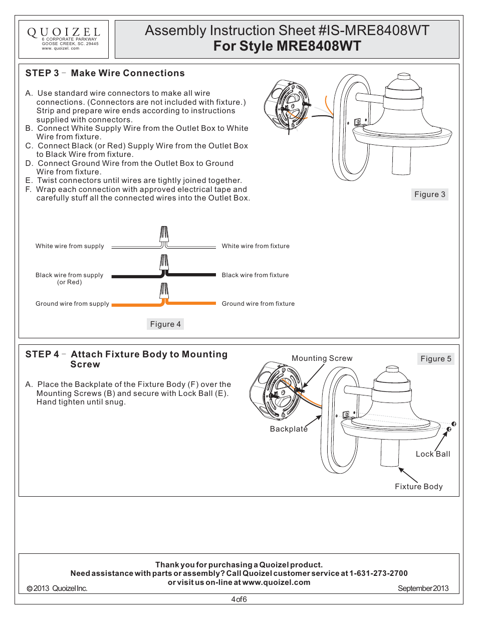 Quoizel MRE8408WT Marine User Manual | Page 4 / 6