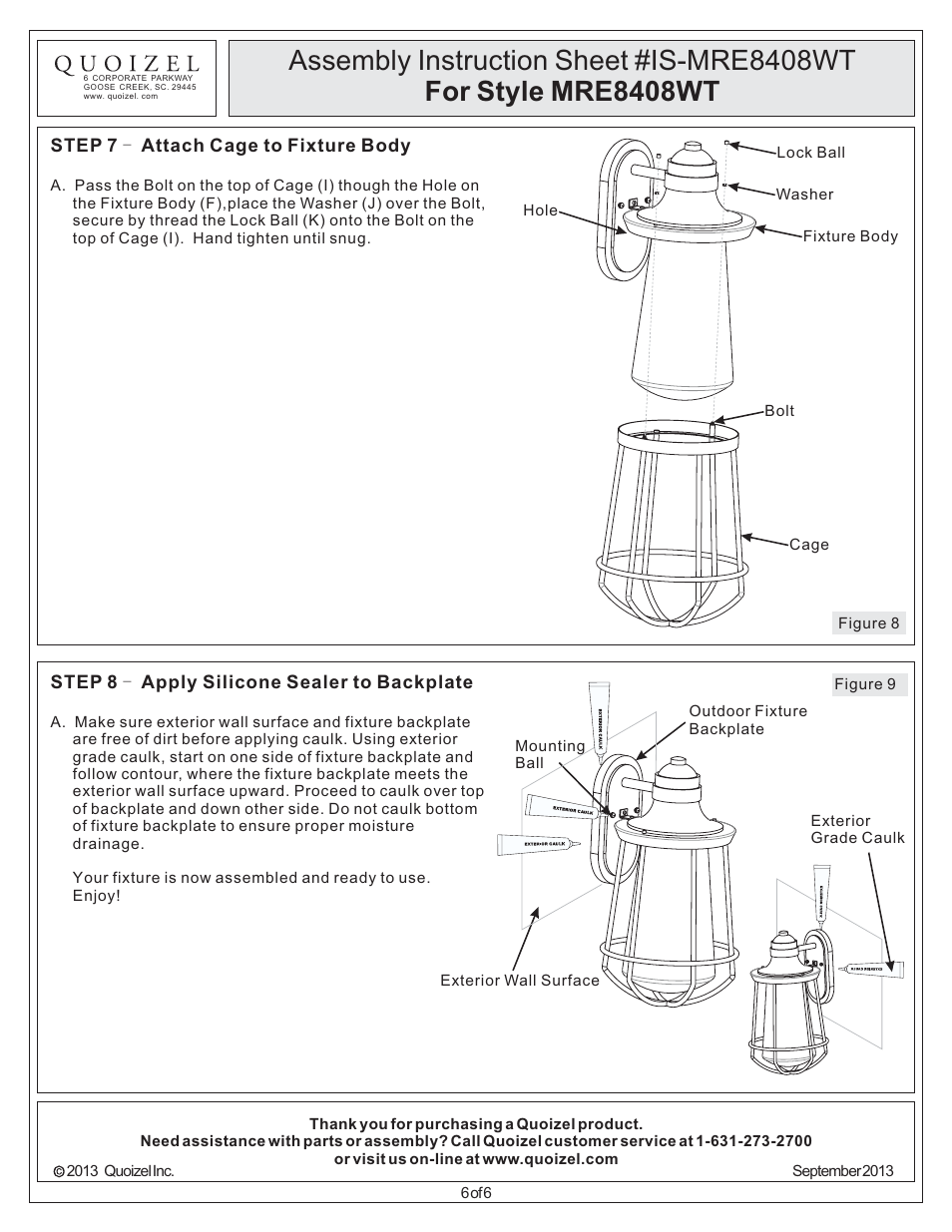 Quoizel MRE8408WT Marine User Manual | Page 6 / 6