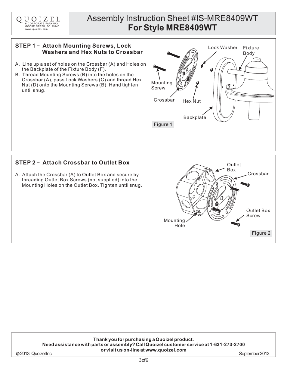 Quoizel MRE8409WT Marine User Manual | Page 3 / 6