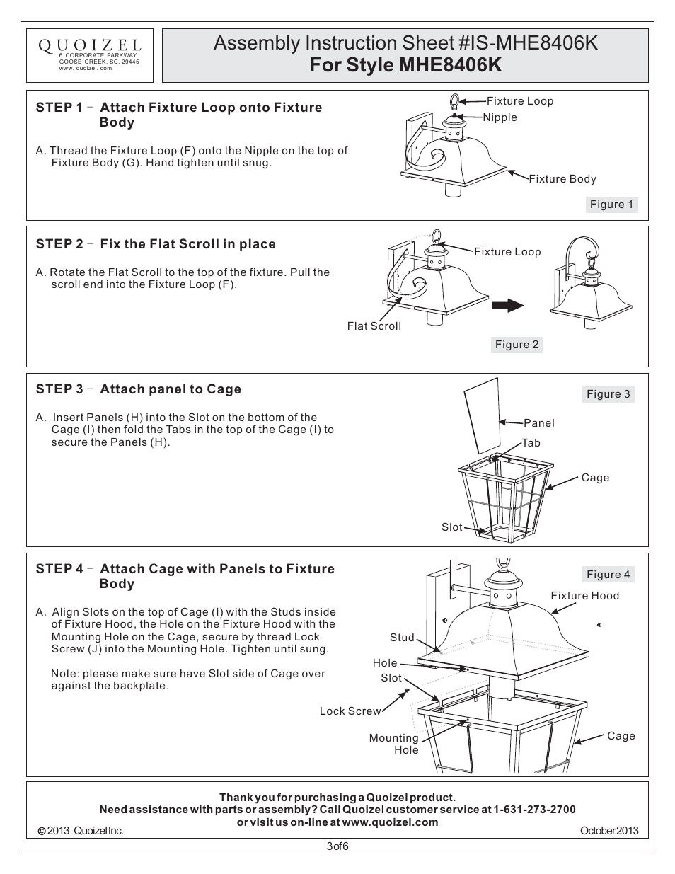 Quoizel MHE8406K Millhouse User Manual | Page 3 / 6