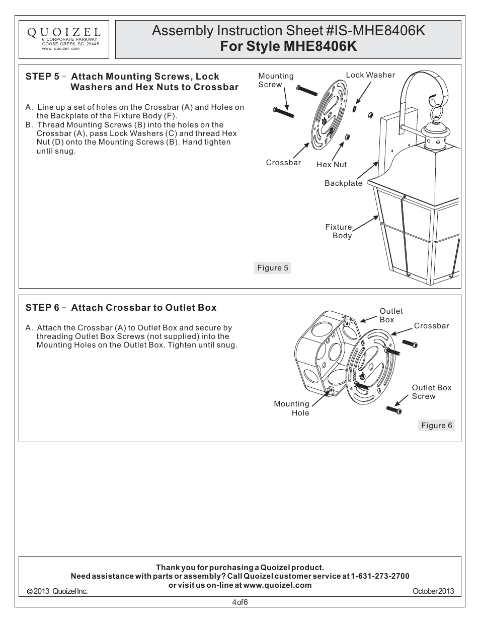 Quoizel MHE8406K Millhouse User Manual | Page 4 / 6