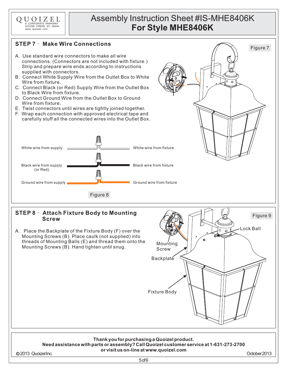 Quoizel MHE8406K Millhouse User Manual | Page 5 / 6