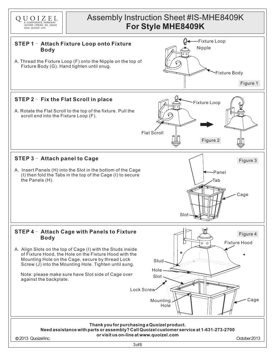 Quoizel MHE8409K Millhouse User Manual | Page 3 / 6