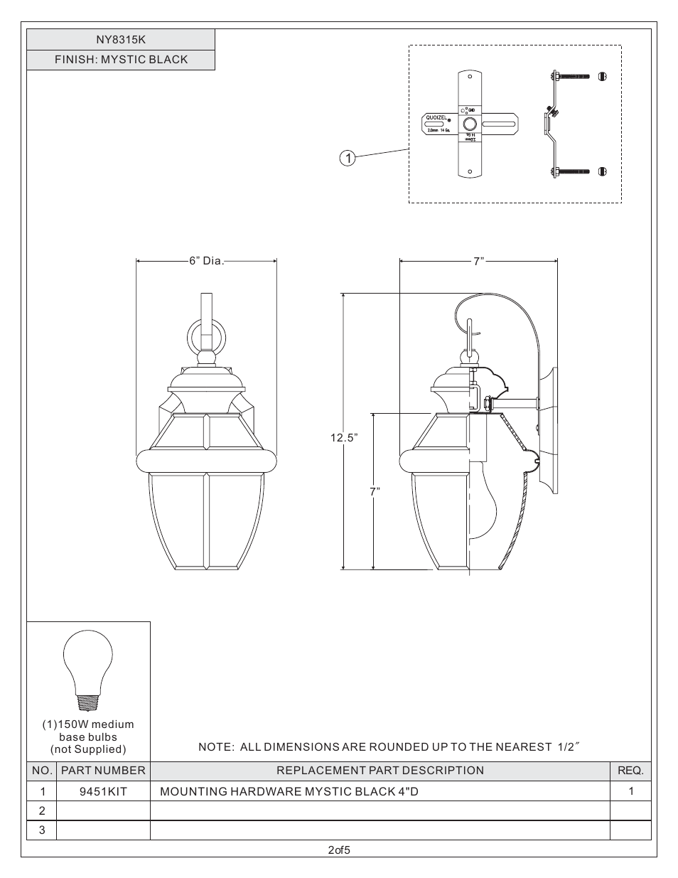 Quoizel NY8315K Newbury User Manual | Page 2 / 5