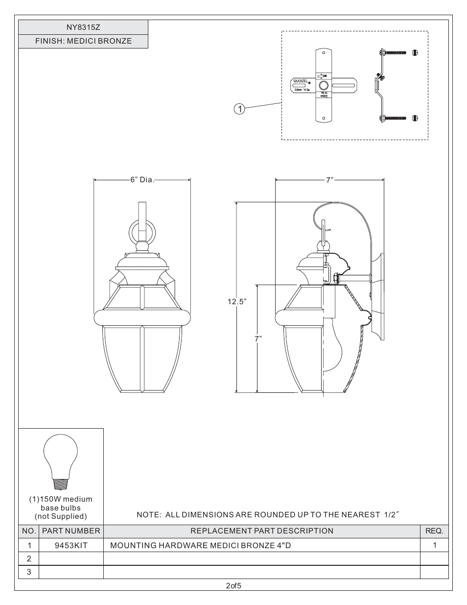 Quoizel NY8315Z Newbury User Manual | Page 2 / 5