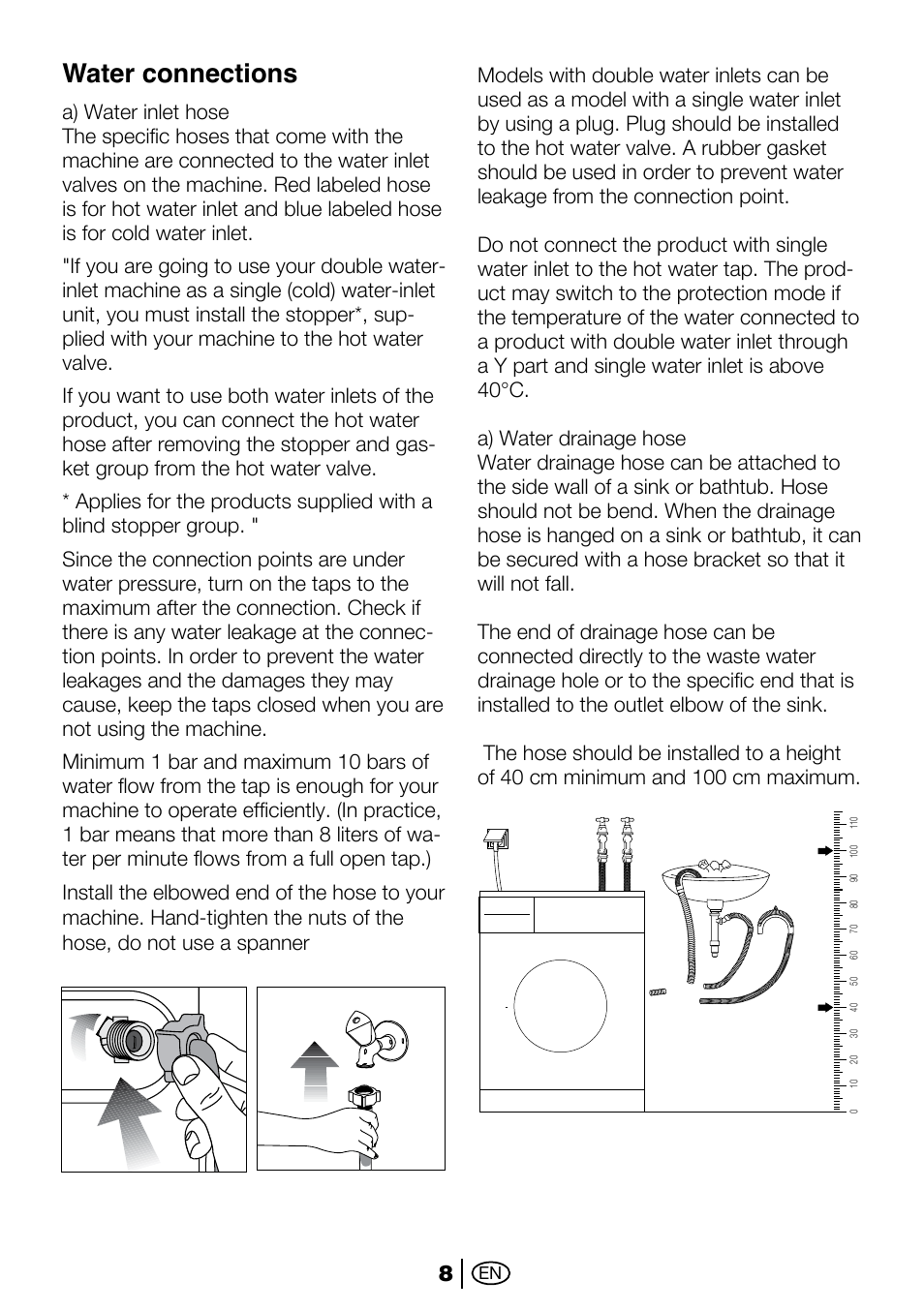 Water connections | Beko 2012 CX User Manual | Page 8 / 16