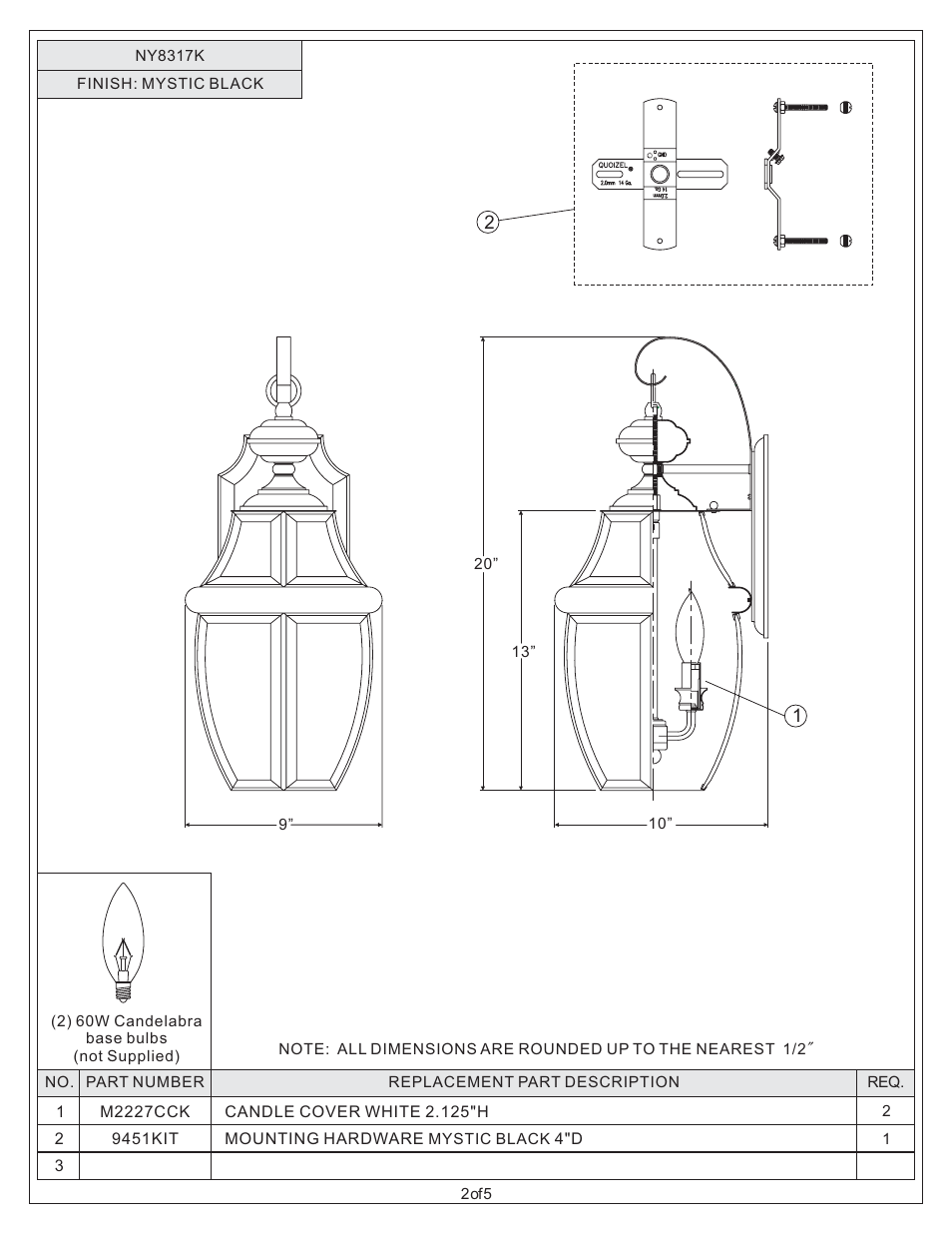 Quoizel NY8317K Newbury User Manual | Page 2 / 5