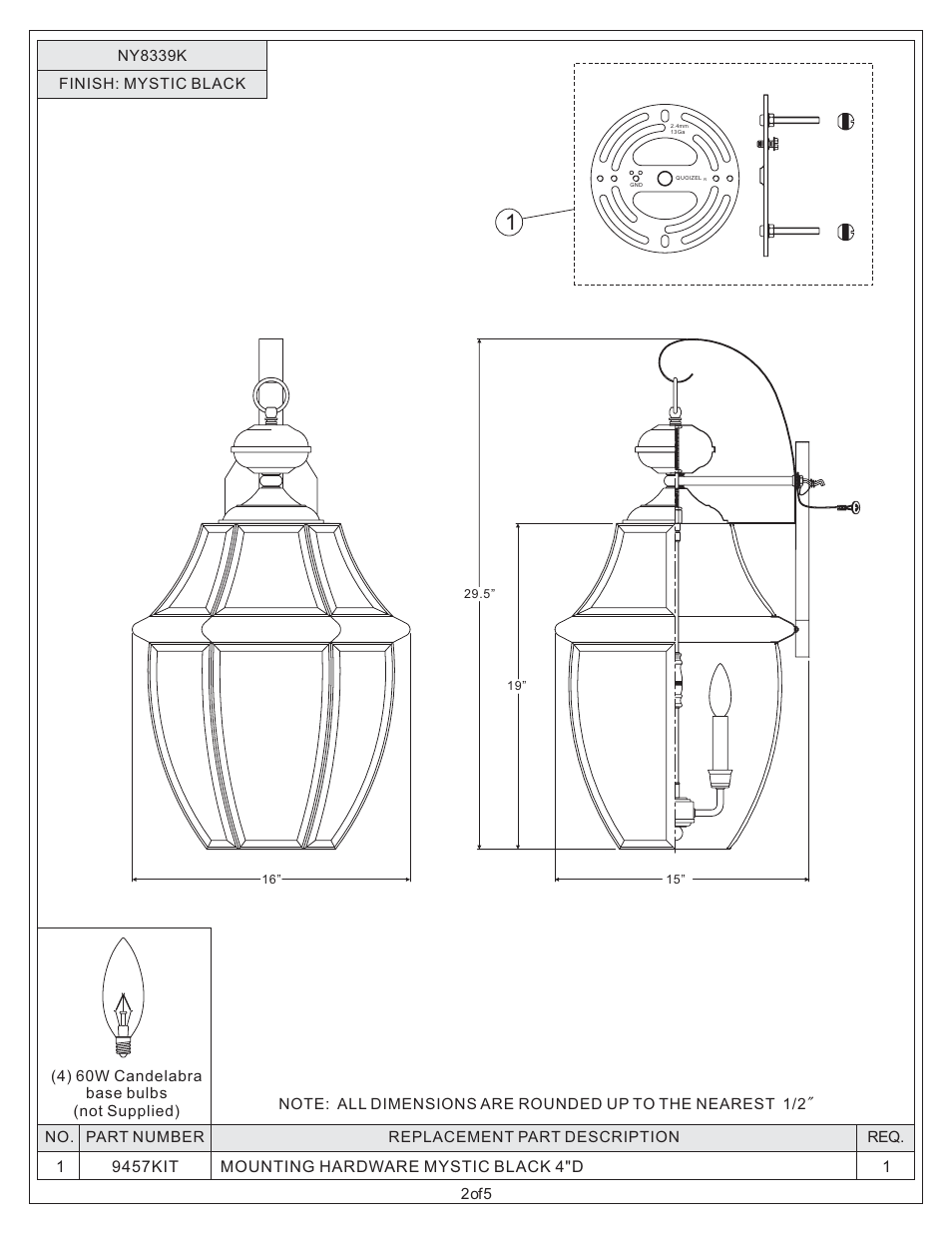 Quoizel NY8339K Newbury User Manual | Page 2 / 5
