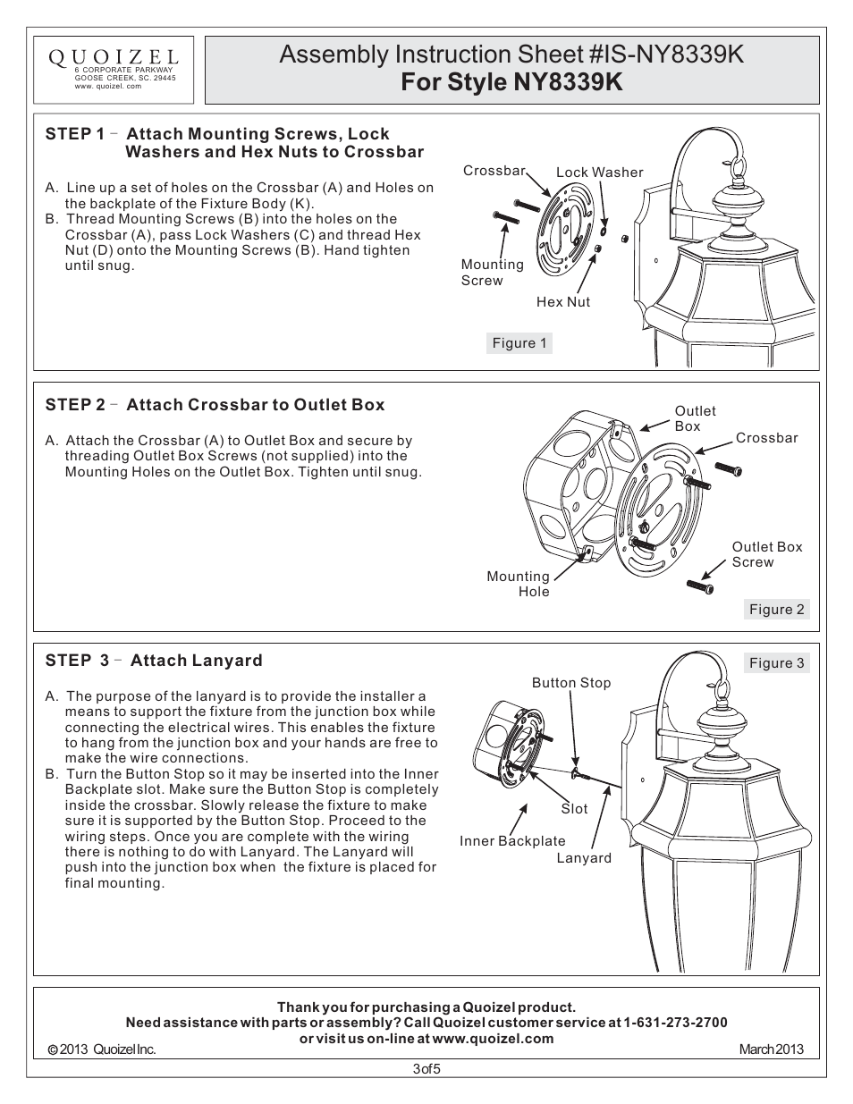 Quoizel NY8339K Newbury User Manual | Page 3 / 5