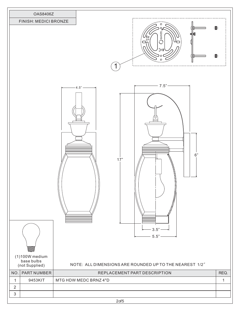 Quoizel OAS8406Z Oasis User Manual | Page 2 / 5