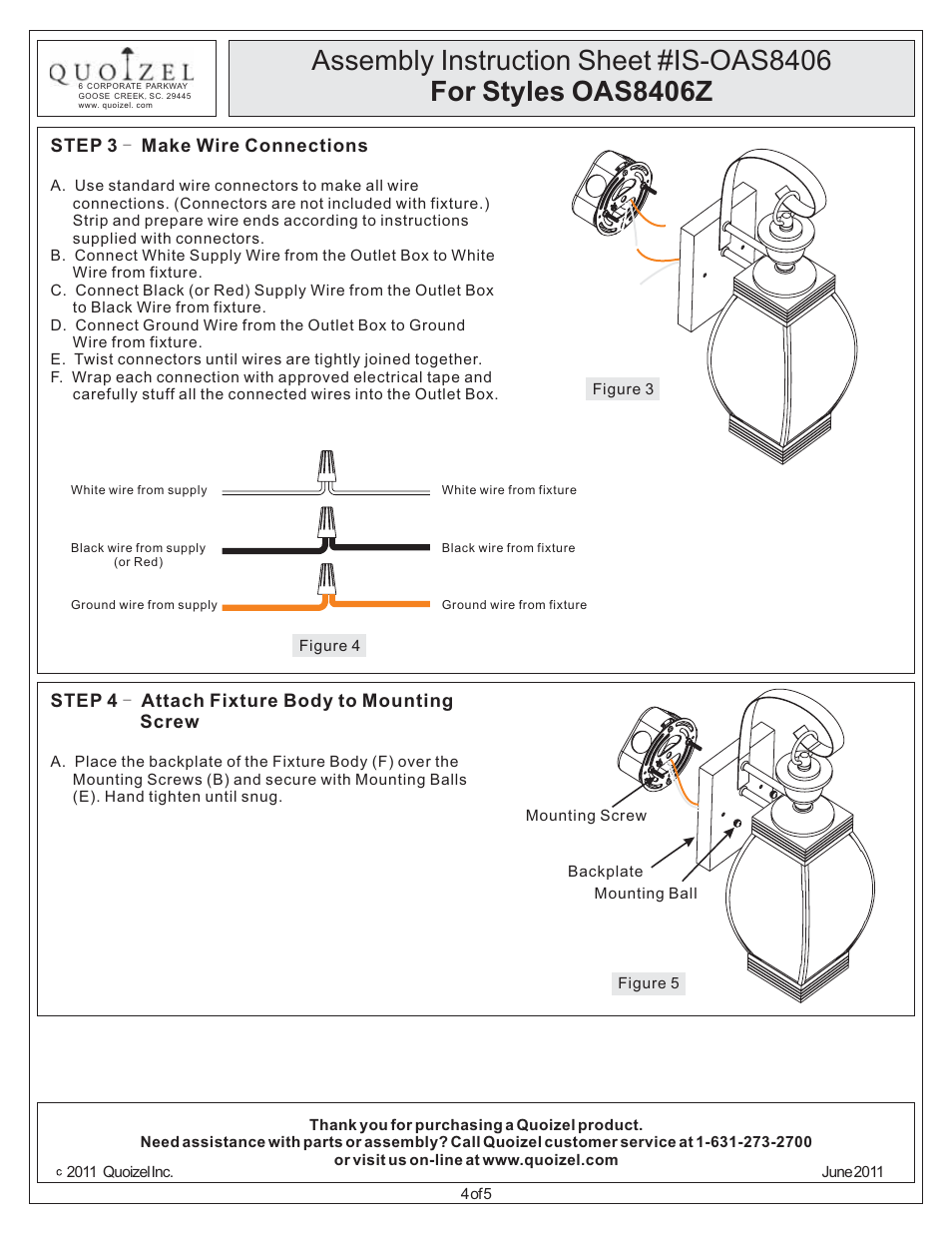 Quoizel OAS8406Z Oasis User Manual | Page 4 / 5