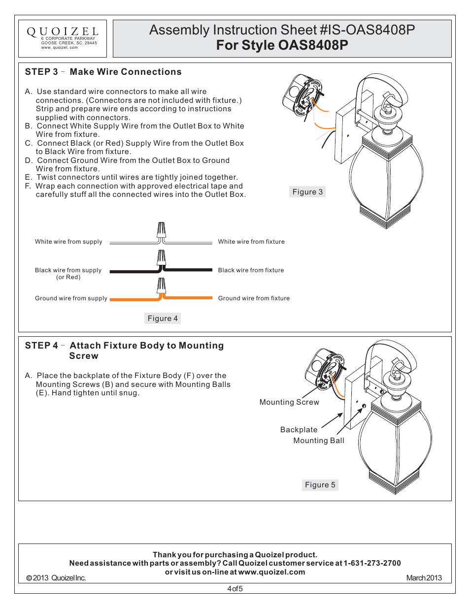 Quoizel OAS8408P Oasis User Manual | Page 4 / 5