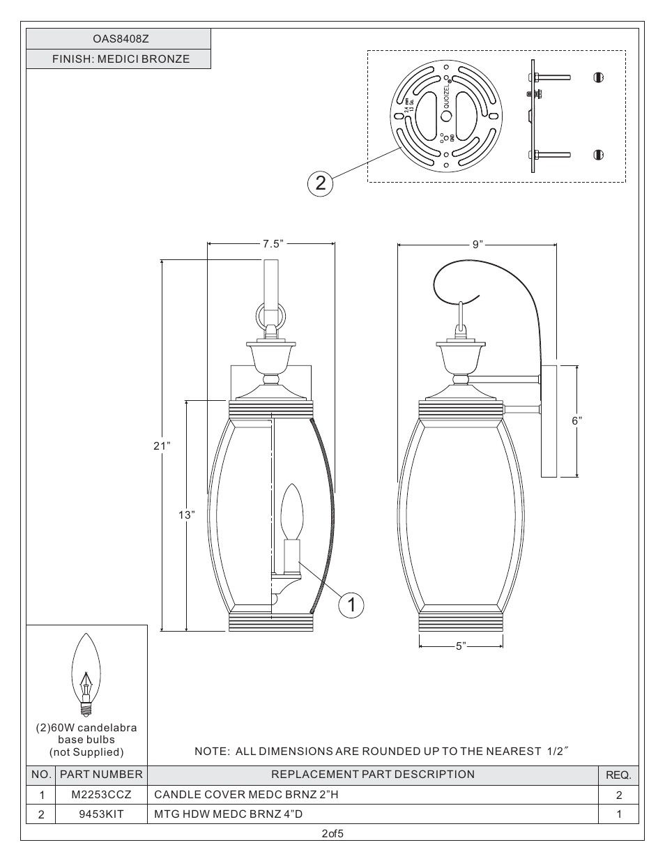 Quoizel OAS8408Z Oasis User Manual | Page 2 / 5