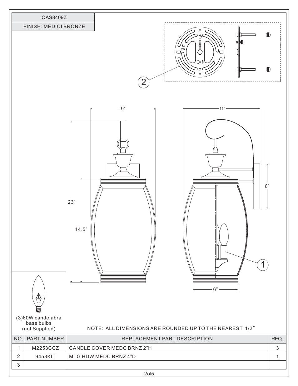 Quoizel OAS8409Z Oasis User Manual | Page 2 / 5
