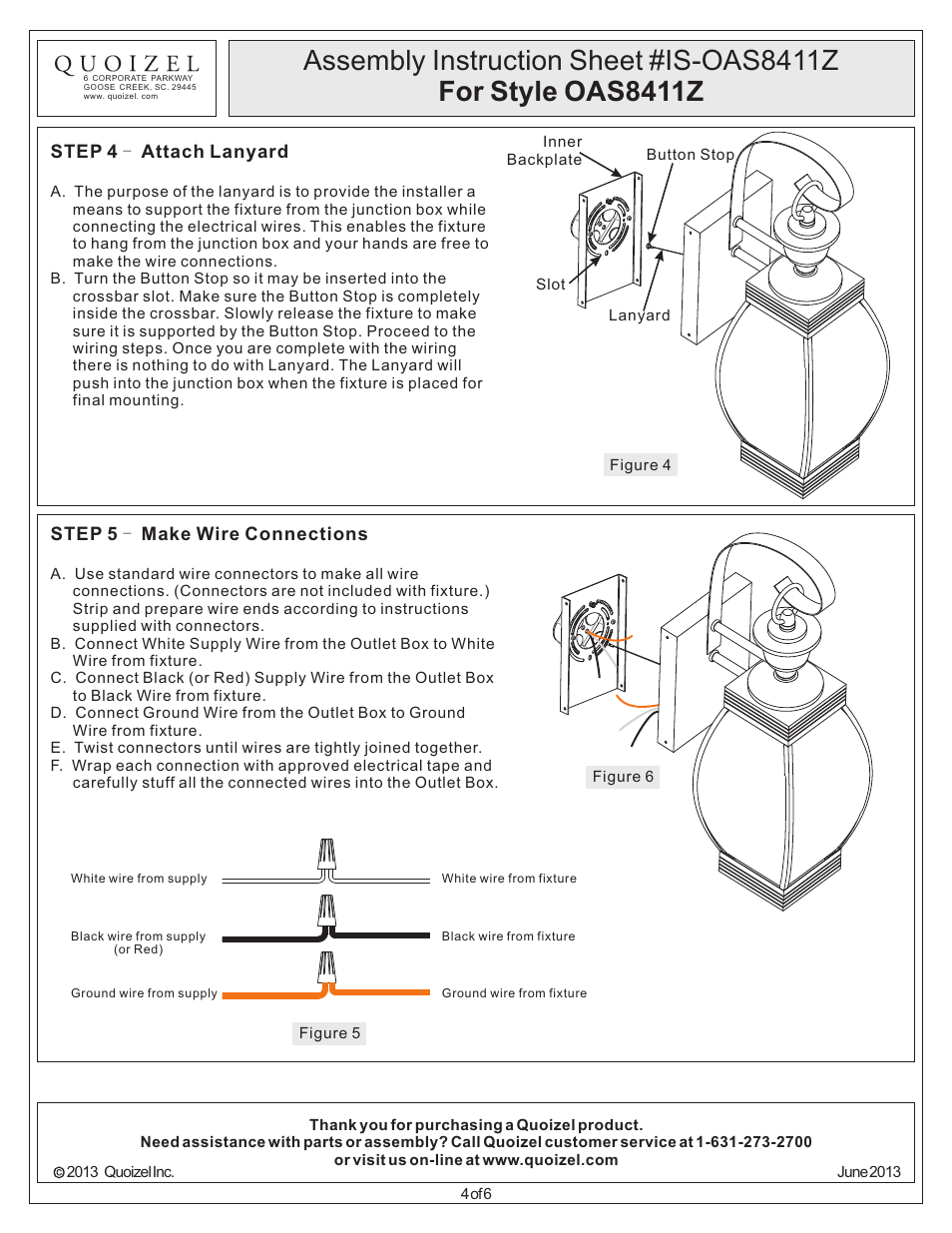 Quoizel OAS8411Z Oasis User Manual | Page 4 / 6