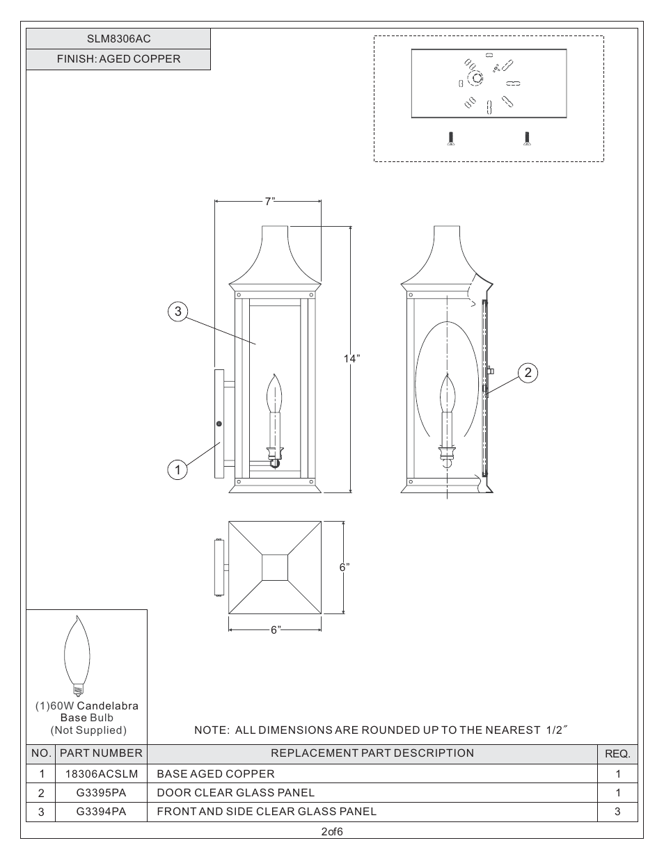 Quoizel SLM8306AC Salem User Manual | Page 2 / 6