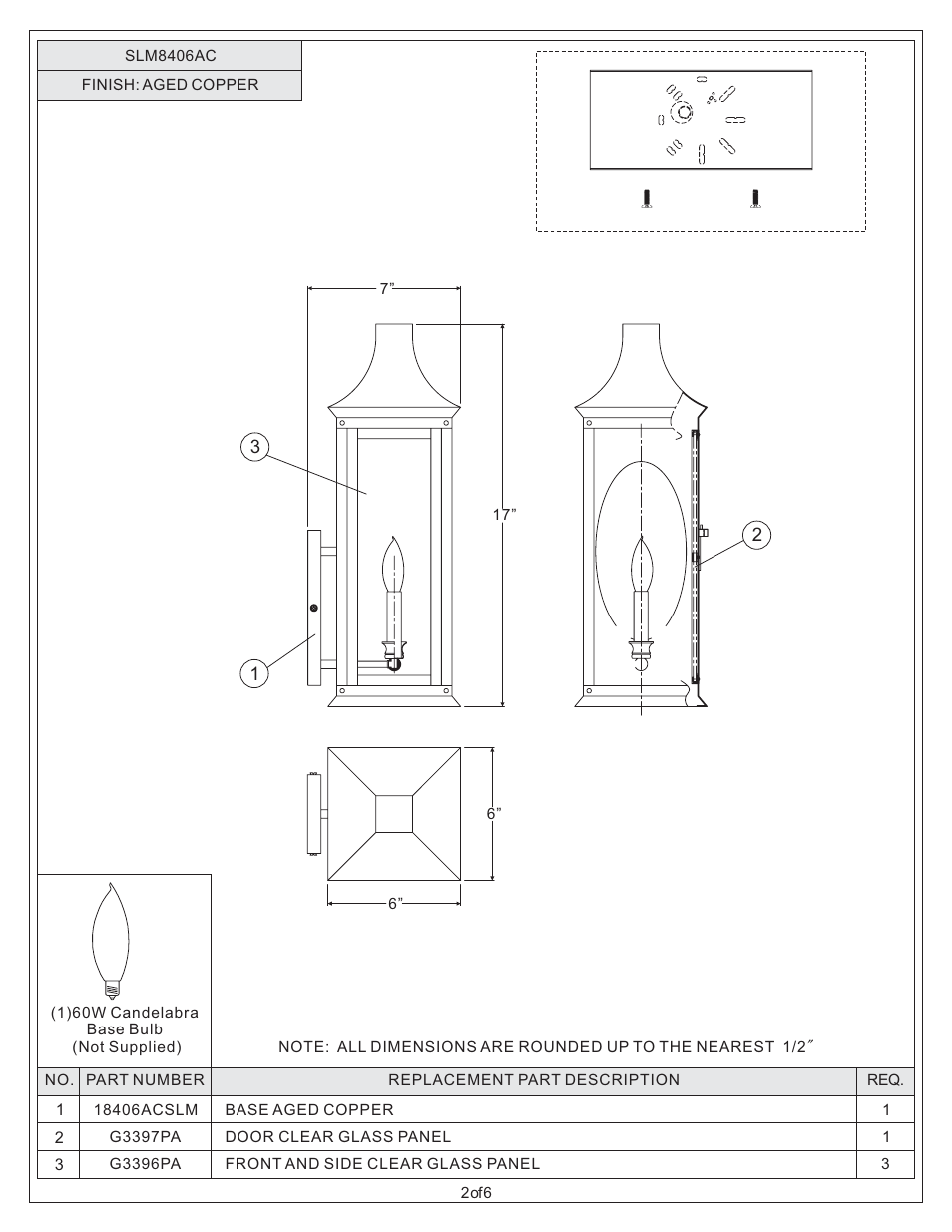 Quoizel SLM8406AC Salem User Manual | Page 2 / 6