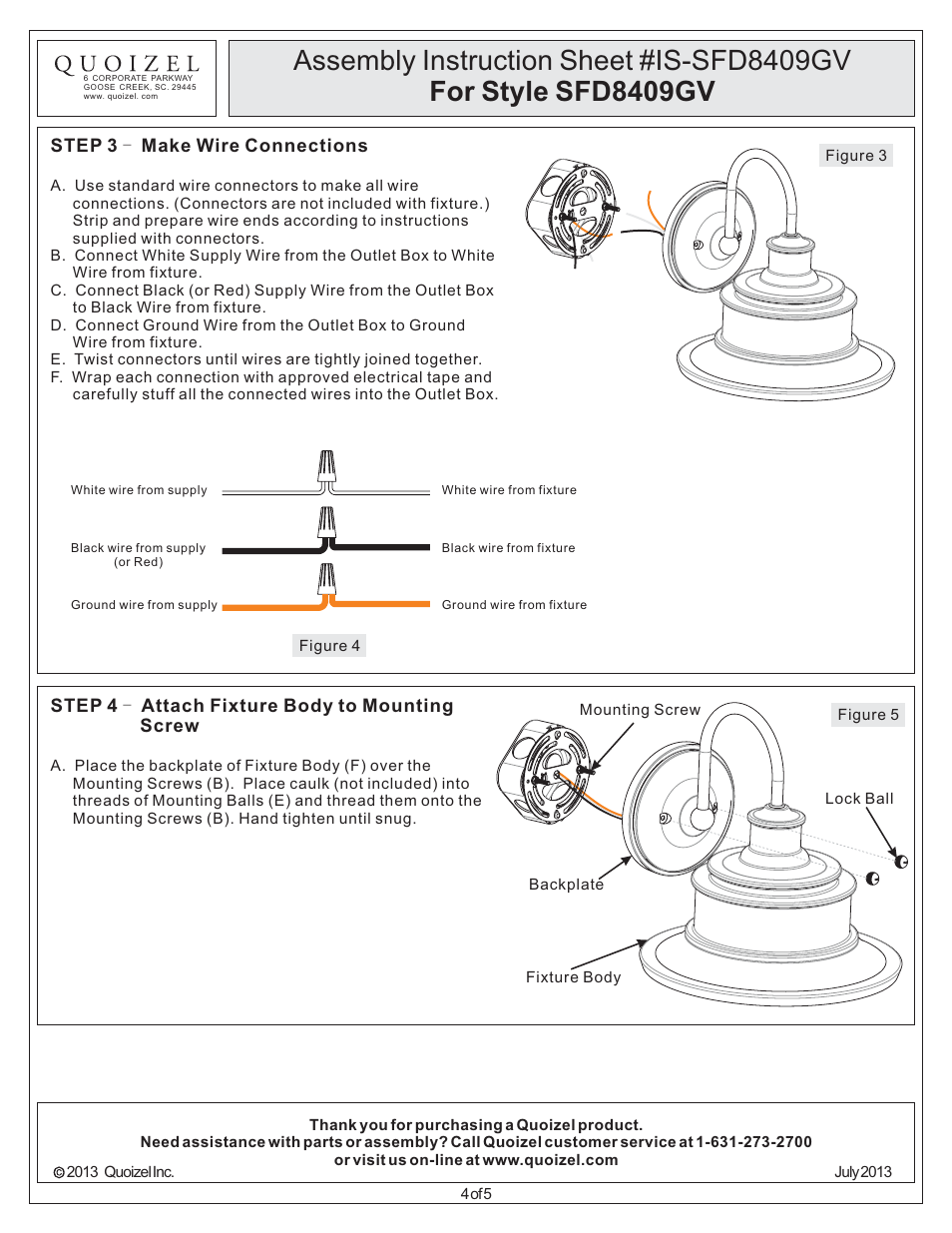 Quoizel SFD8409GV Seaford User Manual | Page 4 / 5
