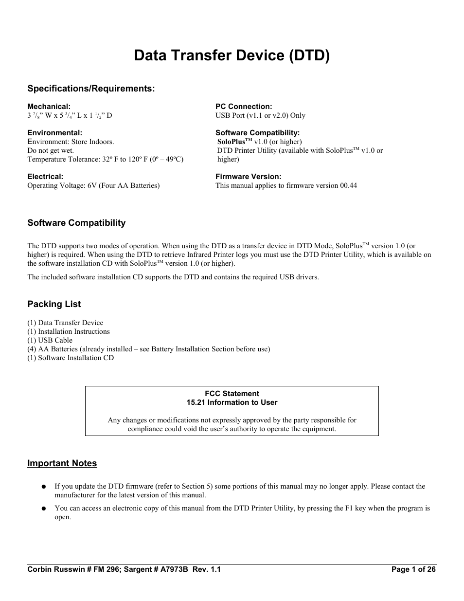 SARGENT Profile Series v.G1.5 Exit Devices User Manual | 26 pages