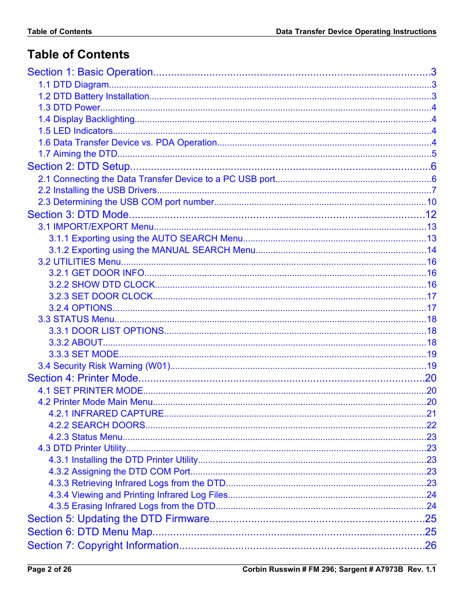 SARGENT Profile Series v.G1.5 Exit Devices User Manual | Page 2 / 26
