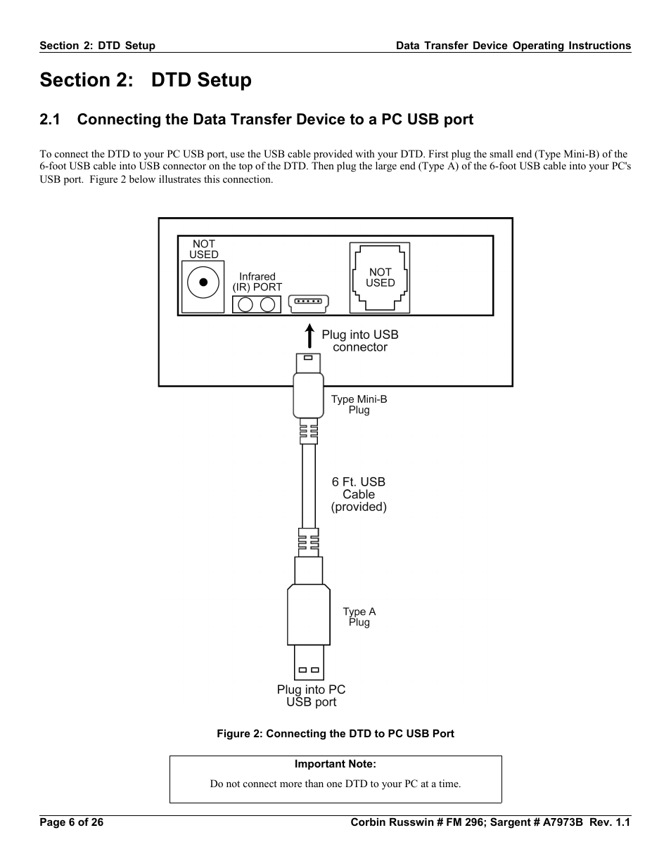 Section 2: dtd setup | SARGENT Profile Series v.G1.5 Exit Devices User Manual | Page 6 / 26