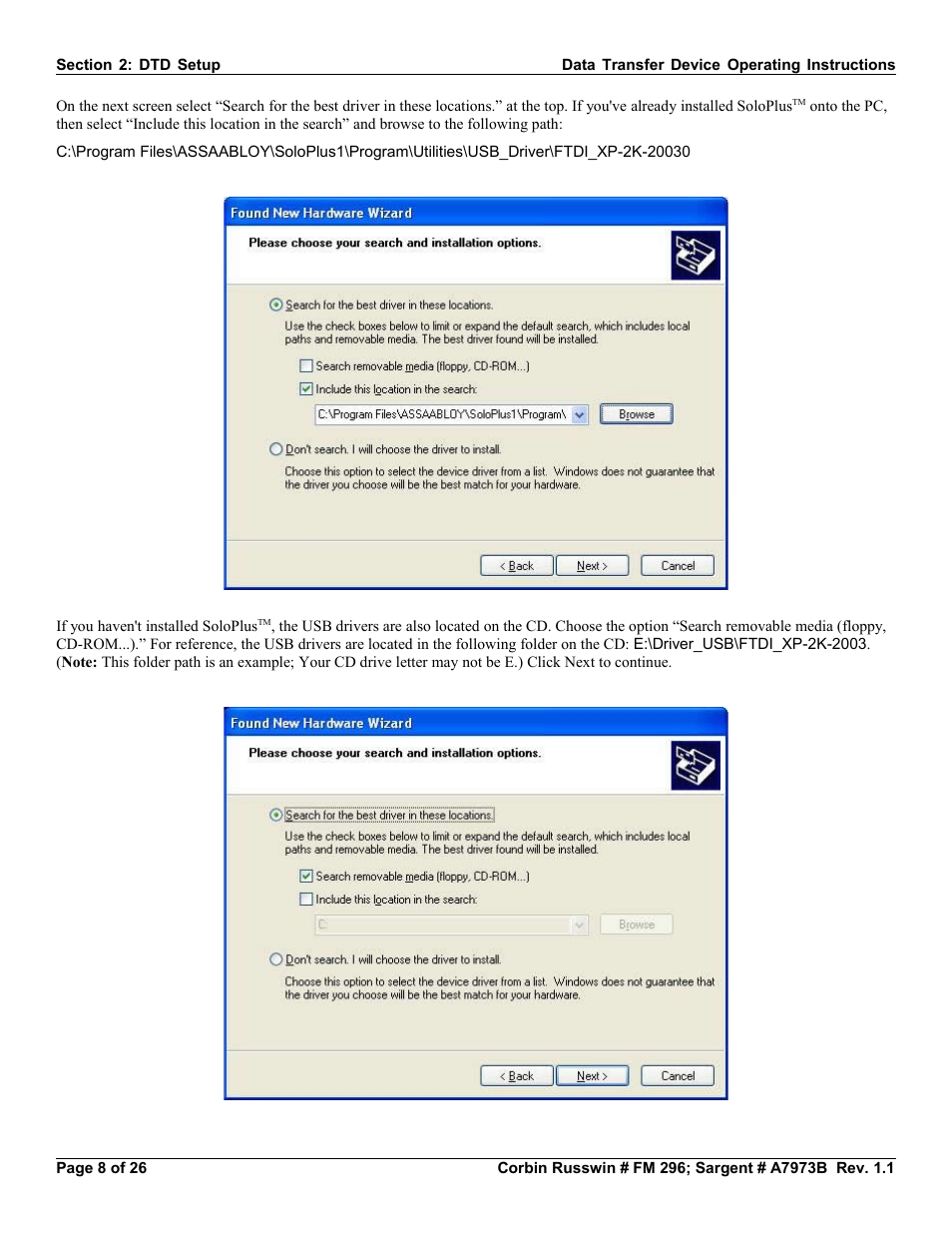 SARGENT Profile Series v.G1.5 Exit Devices User Manual | Page 8 / 26