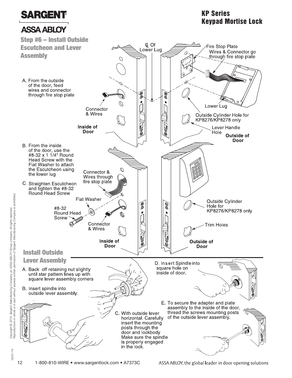 SARGENT Keypad Exit Devices User Manual | Page 12 / 23
