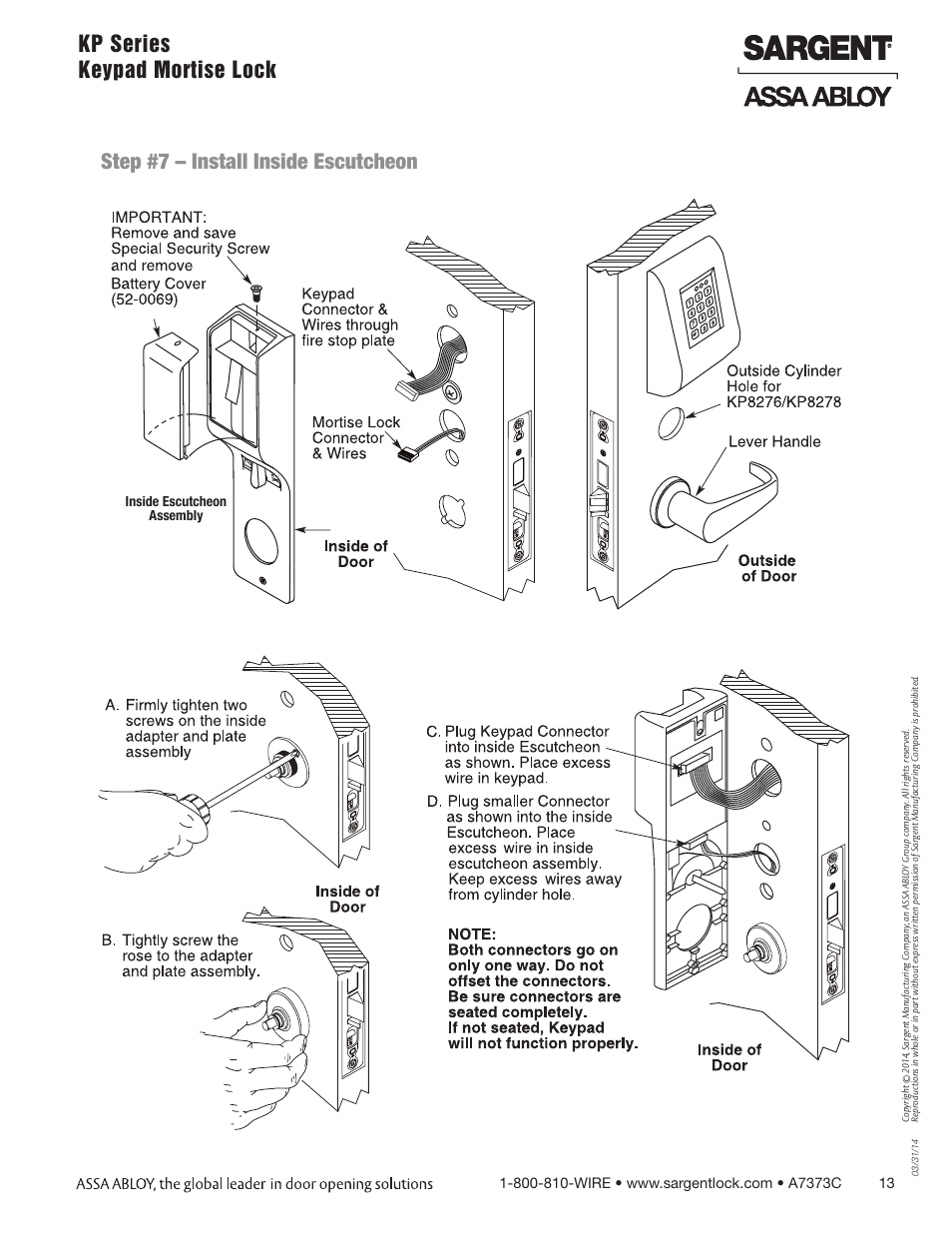 SARGENT Keypad Exit Devices User Manual | Page 13 / 23