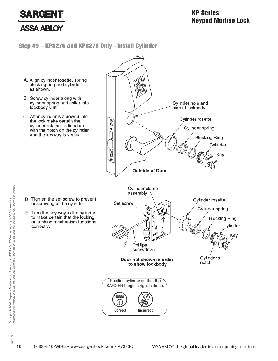 SARGENT Keypad Exit Devices User Manual | Page 16 / 23