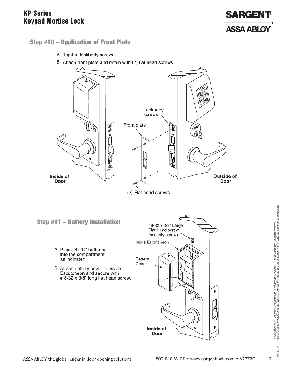 SARGENT Keypad Exit Devices User Manual | Page 17 / 23