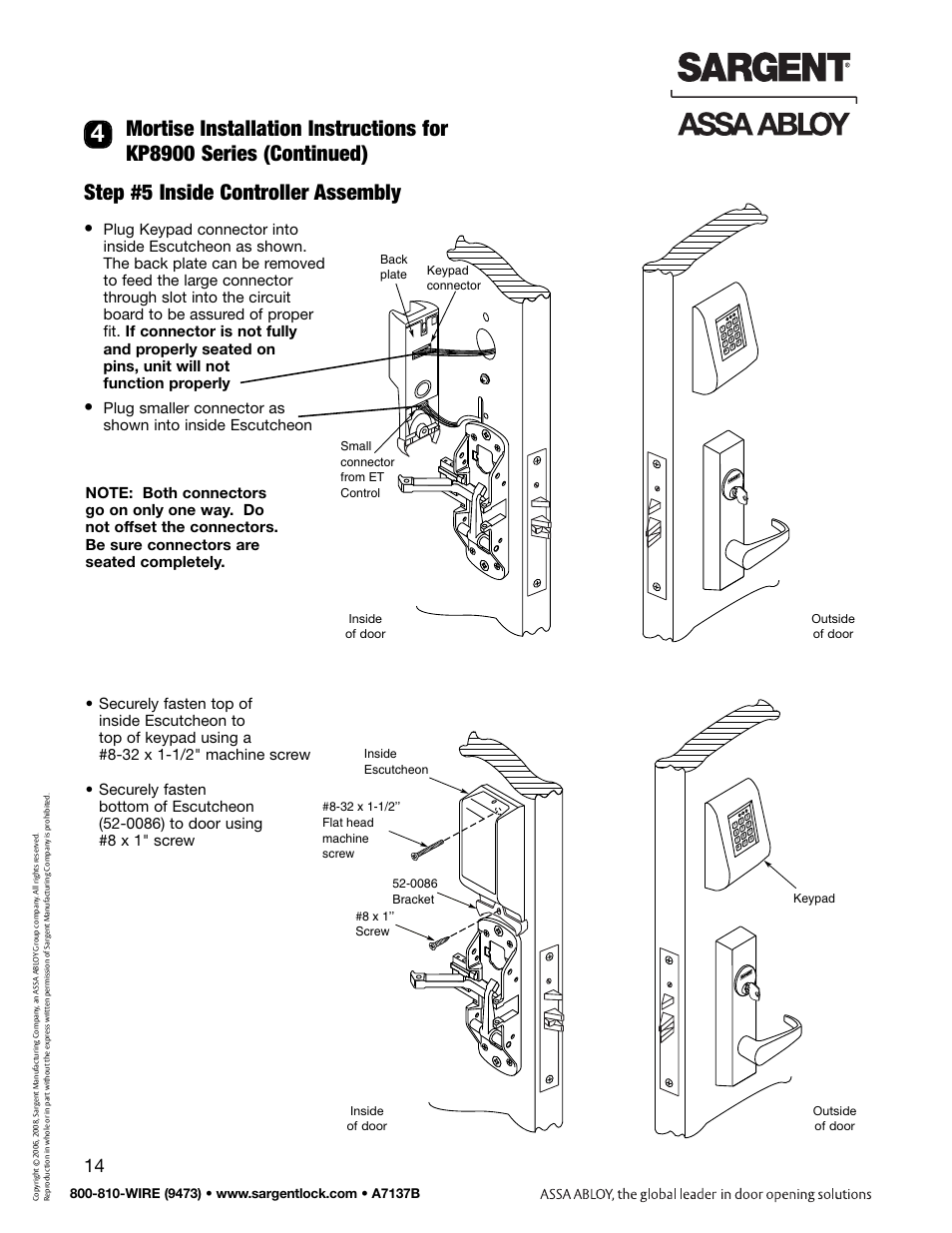 Step #5 inside controller assembly | SARGENT Keypad Exit Devices User Manual | Page 16 / 26