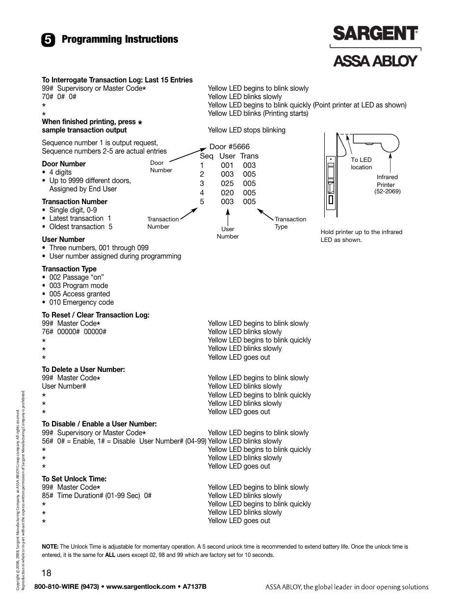 Programming instructions | SARGENT Keypad Exit Devices User Manual | Page 20 / 26