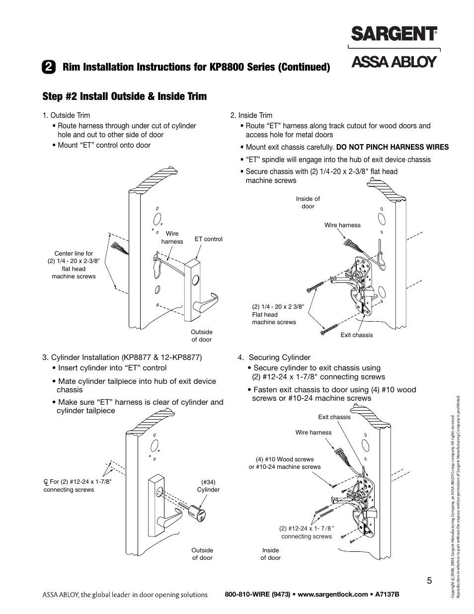 SARGENT Keypad Exit Devices User Manual | Page 7 / 26