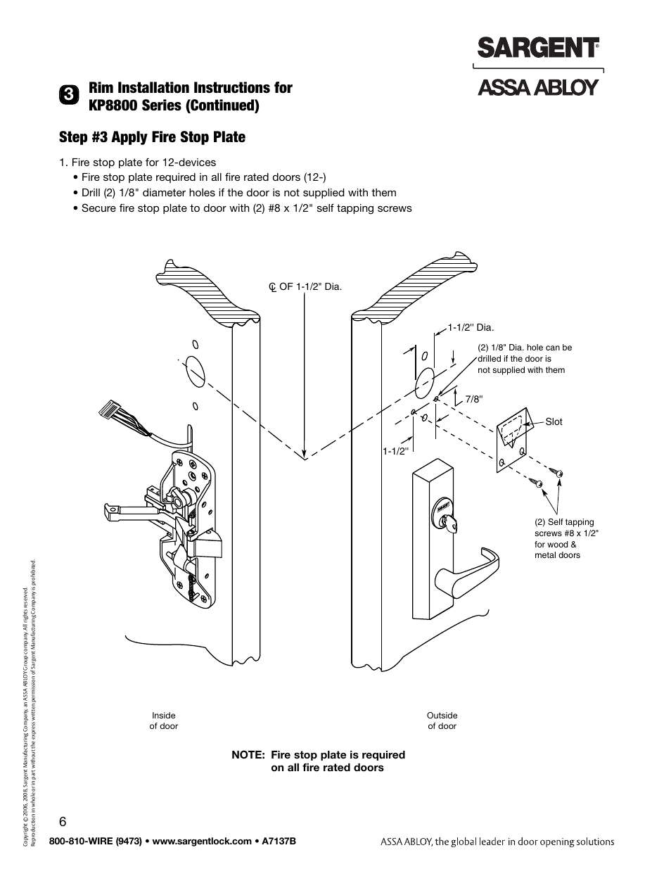 SARGENT Keypad Exit Devices User Manual | Page 8 / 26