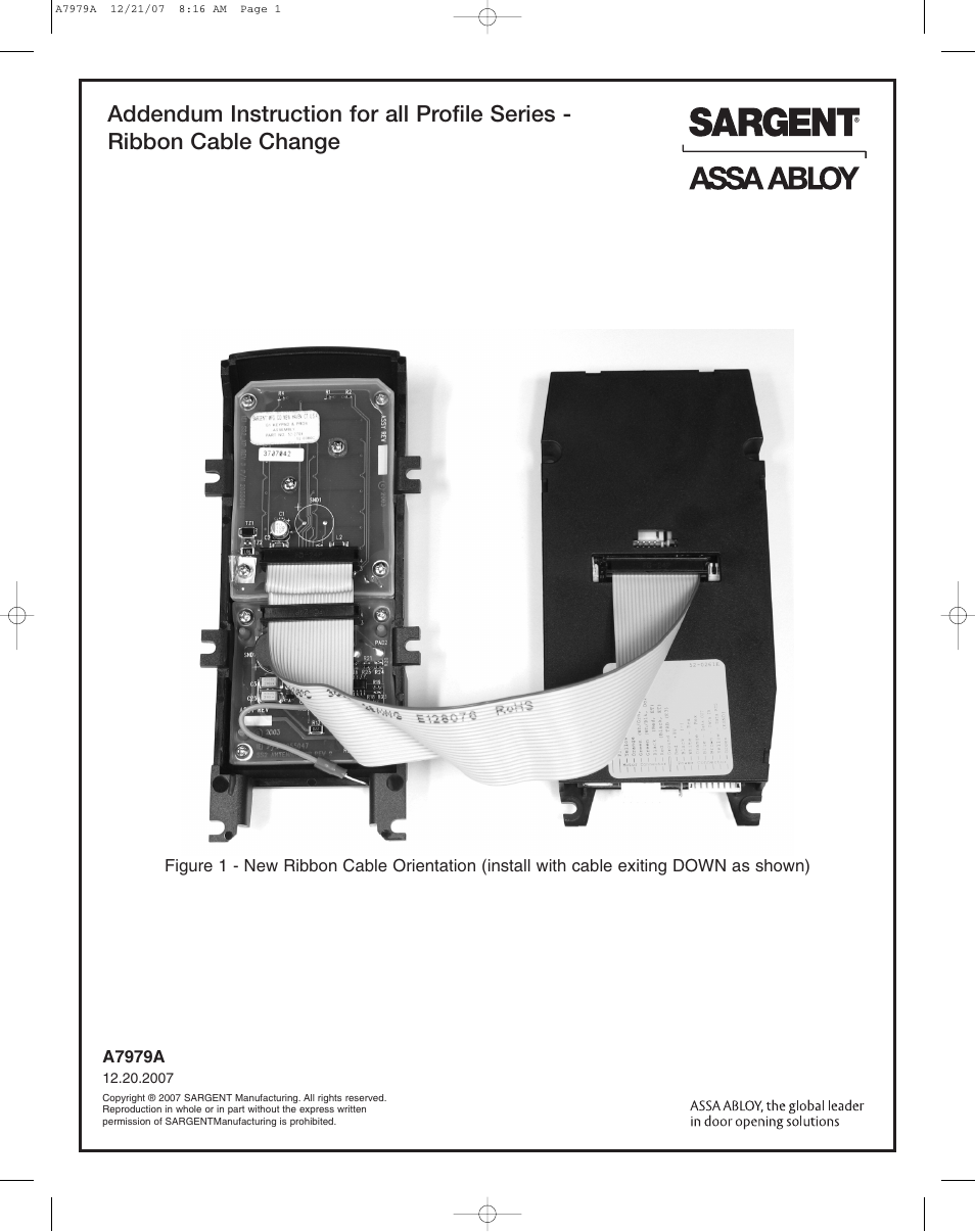 SARGENT Profile Series Cylindrical Locks User Manual | 1 page