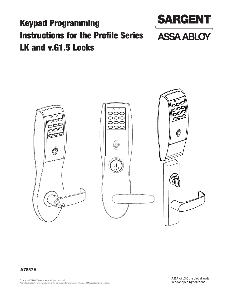 SARGENT Profile Series Cylindrical Locks User Manual | 14 pages