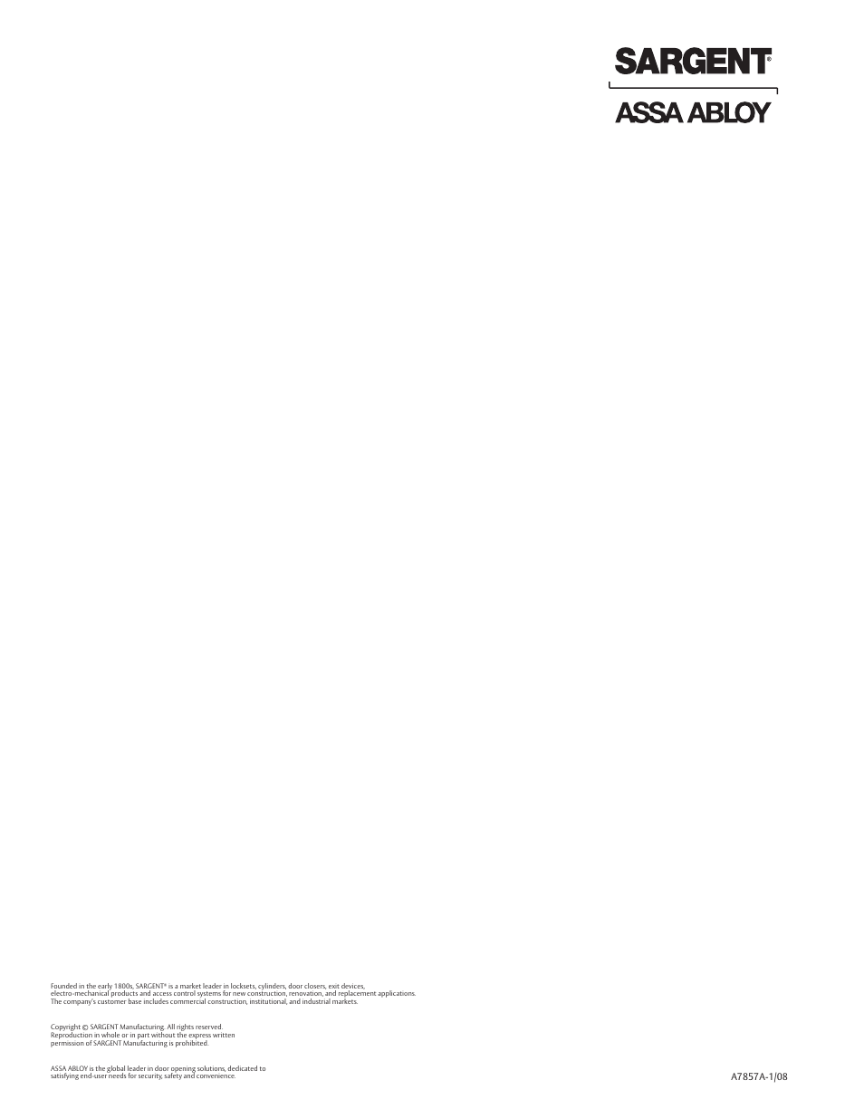 SARGENT Profile Series Cylindrical Locks User Manual | Page 14 / 14