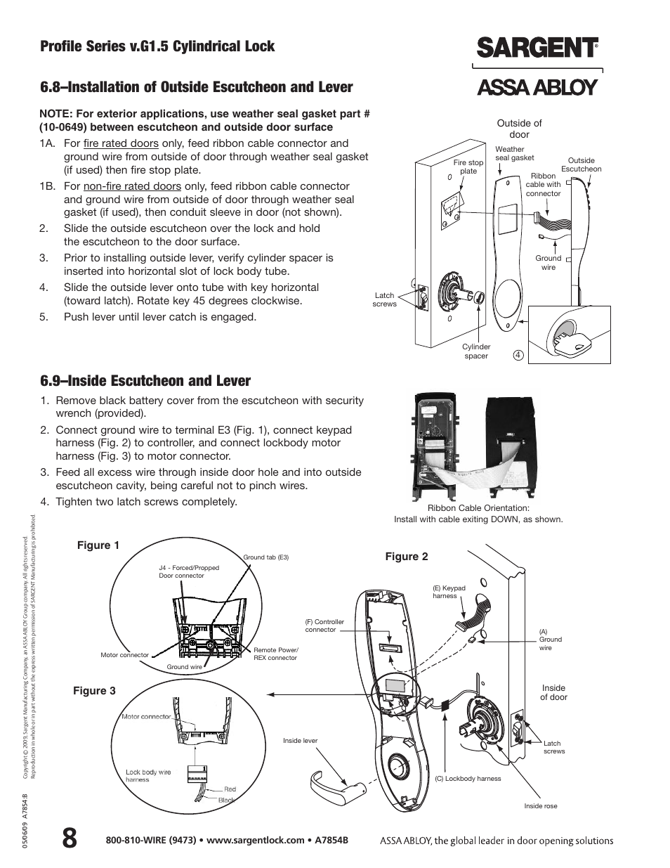 Profile series v.g1.5 cylindrical lock, Figure 1 figure 3 figure 2, Outside of door | SARGENT Profile Series v.G1.5 Cylindrical Locks User Manual | Page 10 / 18