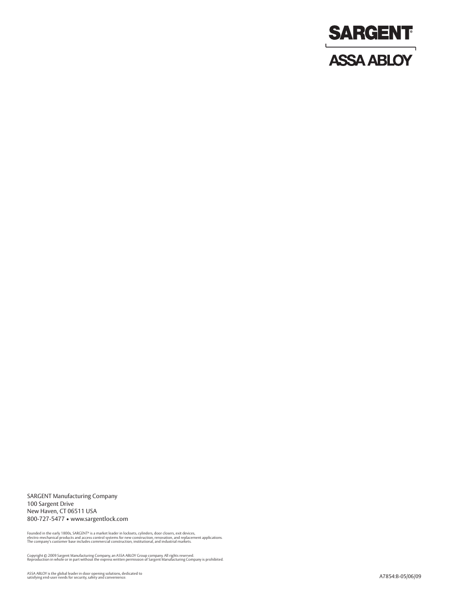 SARGENT Profile Series v.G1.5 Cylindrical Locks User Manual | Page 18 / 18