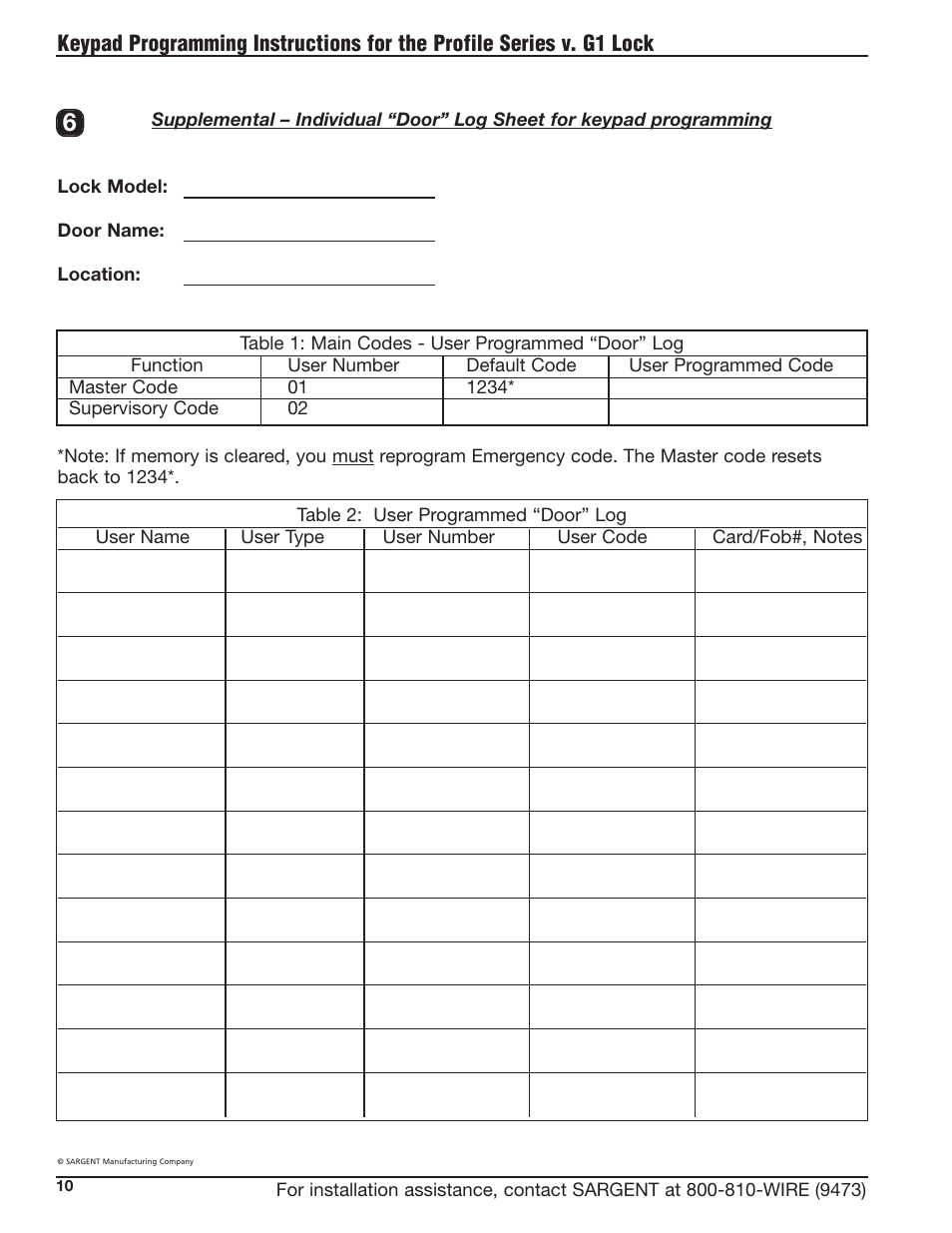 SARGENT Profile Series v.G1.5 Exit Devices User Manual | Page 12 / 12