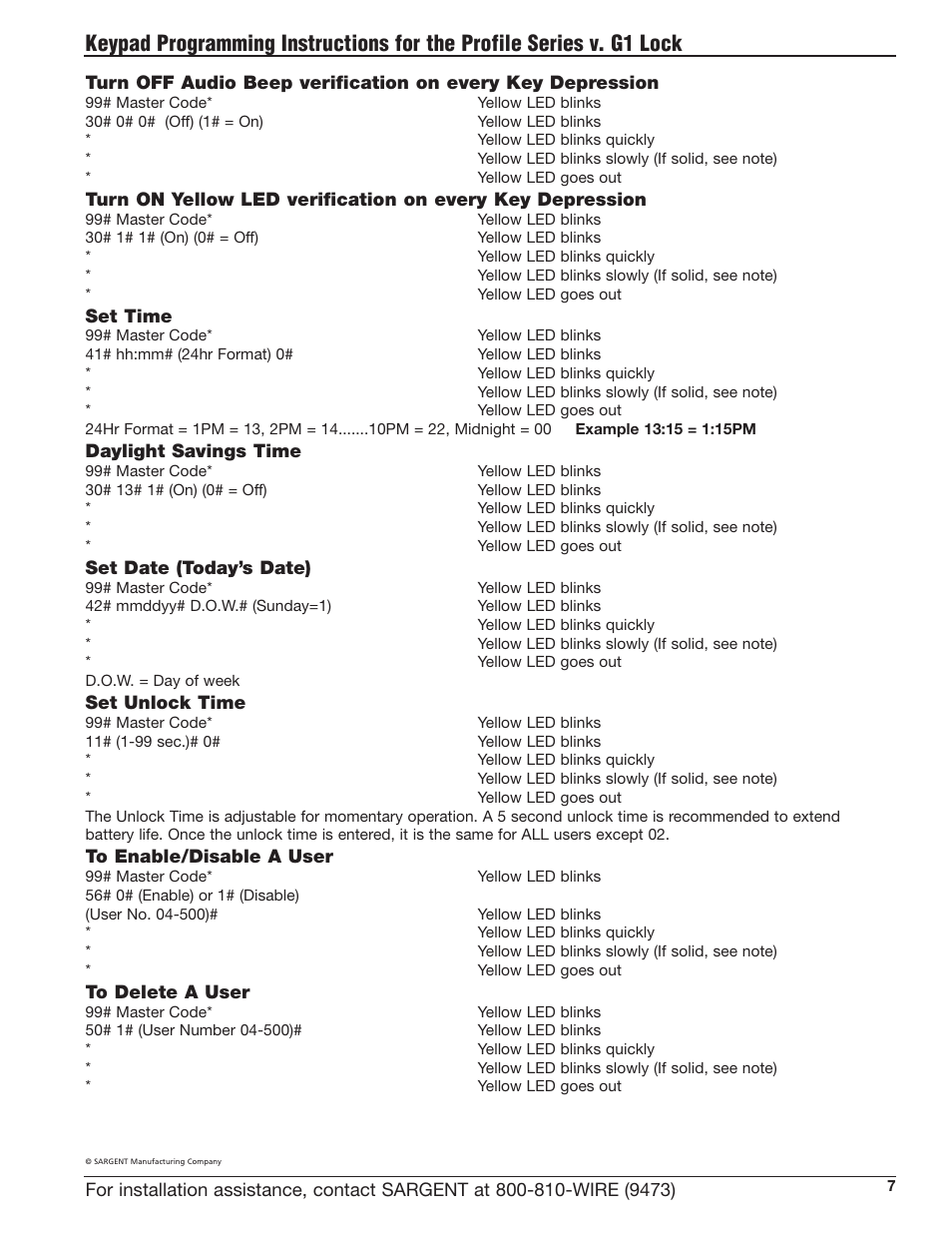SARGENT Profile Series v.G1.5 Exit Devices User Manual | Page 9 / 12