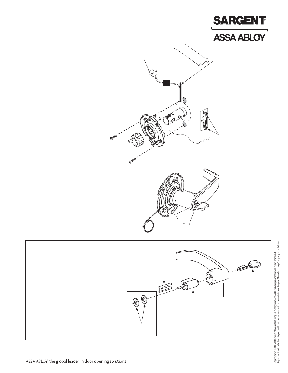 Profile series v.g1 cylindrical lock, Remove outside lever only, How to change cylinder (if required) | Securing the lock to door | SARGENT Profile Series v.G1.5 Cylindrical Locks User Manual | Page 9 / 12