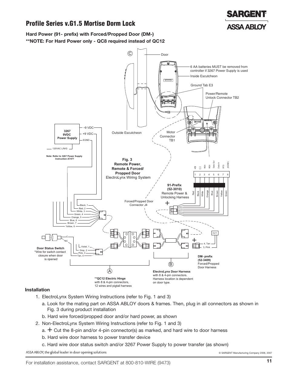 Profile series v.g1.5 mortise dorm lock, Ca b | SARGENT Profile Series v.G1.5 Mortise Locks User Manual | Page 13 / 20