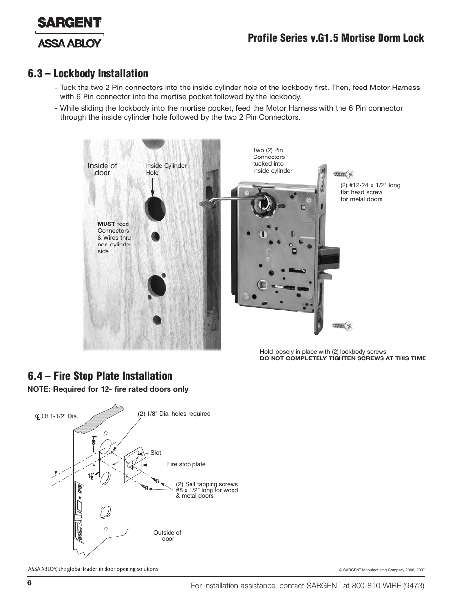 SARGENT Profile Series v.G1.5 Mortise Locks User Manual | Page 8 / 20