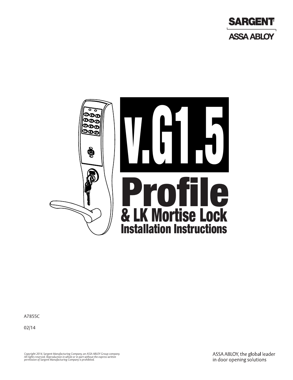 SARGENT Profile Series v.G1.5 Mortise Locks User Manual | 22 pages