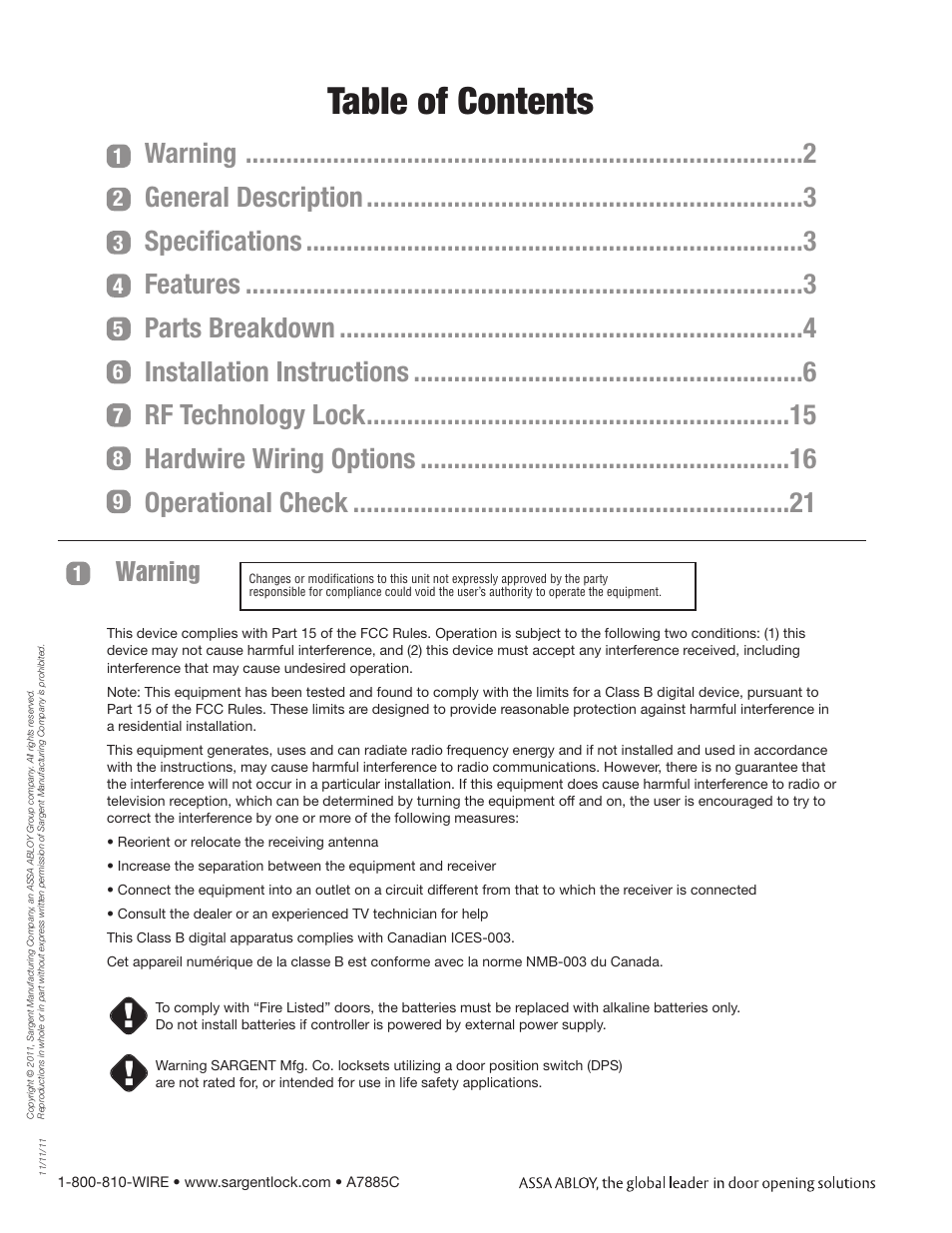 SARGENT Profile Series v.G1.5 Mortise Locks User Manual | Page 2 / 22